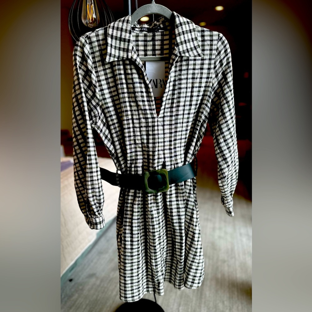 Zara plaid cotton shirt dress NWT Medium